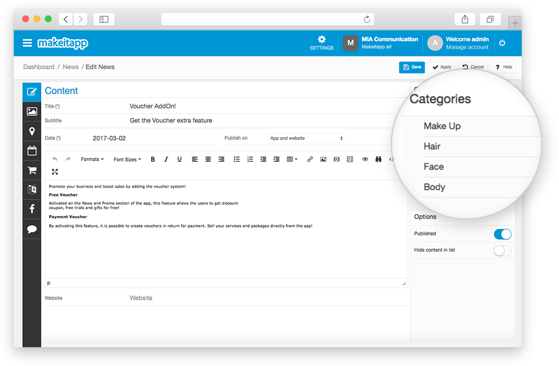 Funcionalidad Appman - Introduce los contenidos
