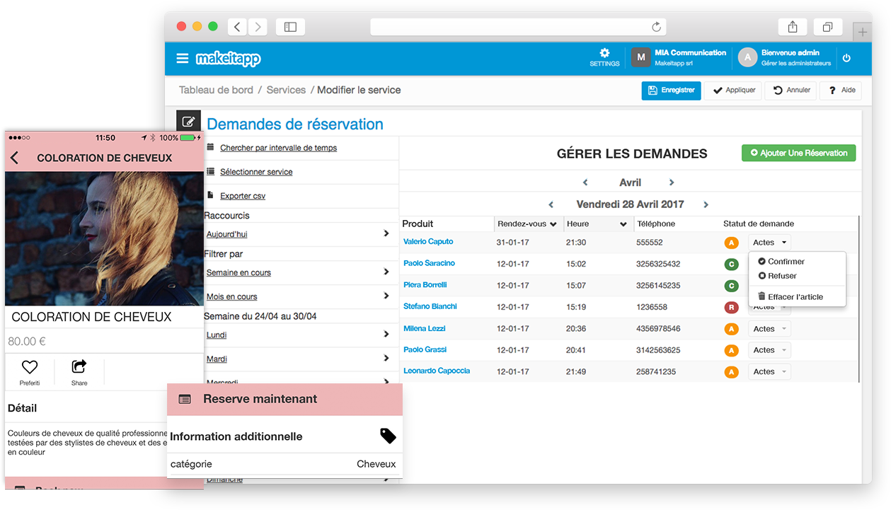 Fonctionnalités Appman - Recevez des demandes de rendez-vous et des réservations
