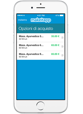 voucher seleziona opzione d'acquisto makeitapp