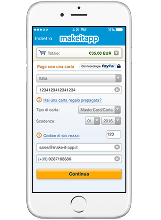 voucher inserisci i dati e conferma makeitapp